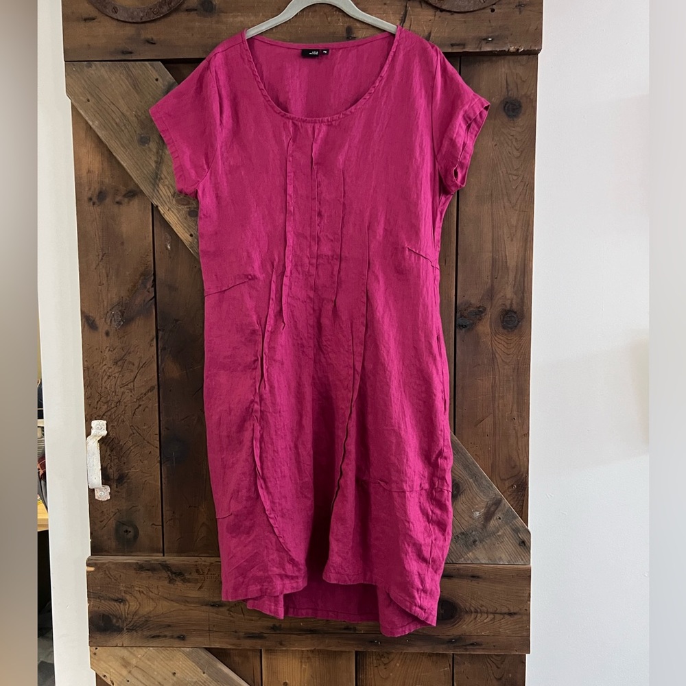 Women’s Asymmetrical Linen Dress - Fuchsia